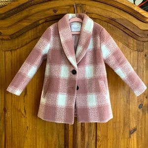 Toddler Girls Pink Plaid Pea Coat